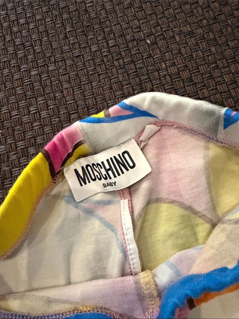 Moschino Kids Pink Blue Yellow Floral Print Leggings